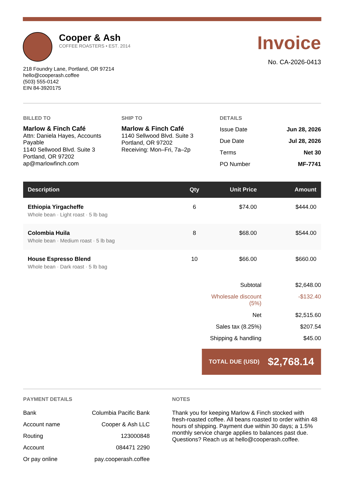 Invoices & billing